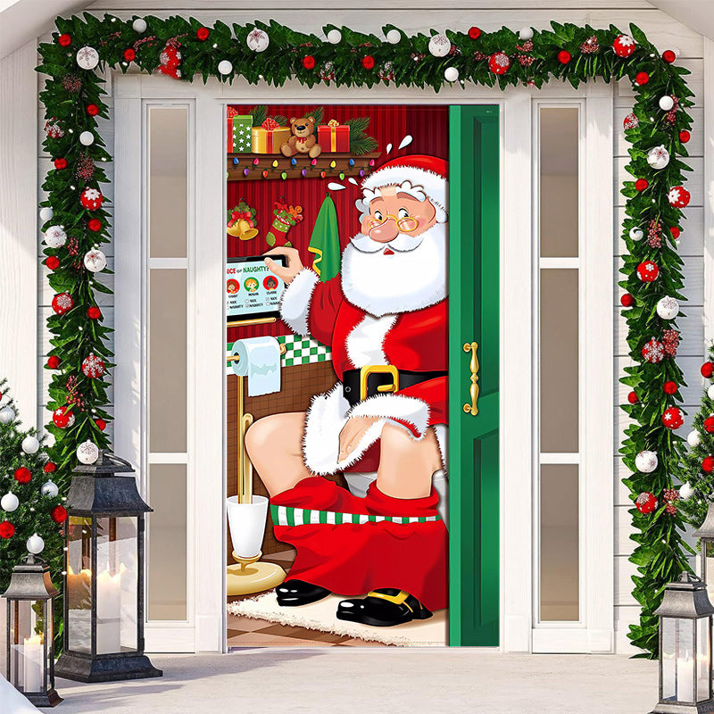 Decorazione della porta di Natale - Tessuto lavabile e riutilizzabile