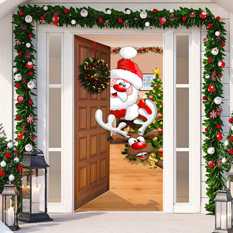 Decorazione della porta di Natale - Tessuto lavabile e riutilizzabile