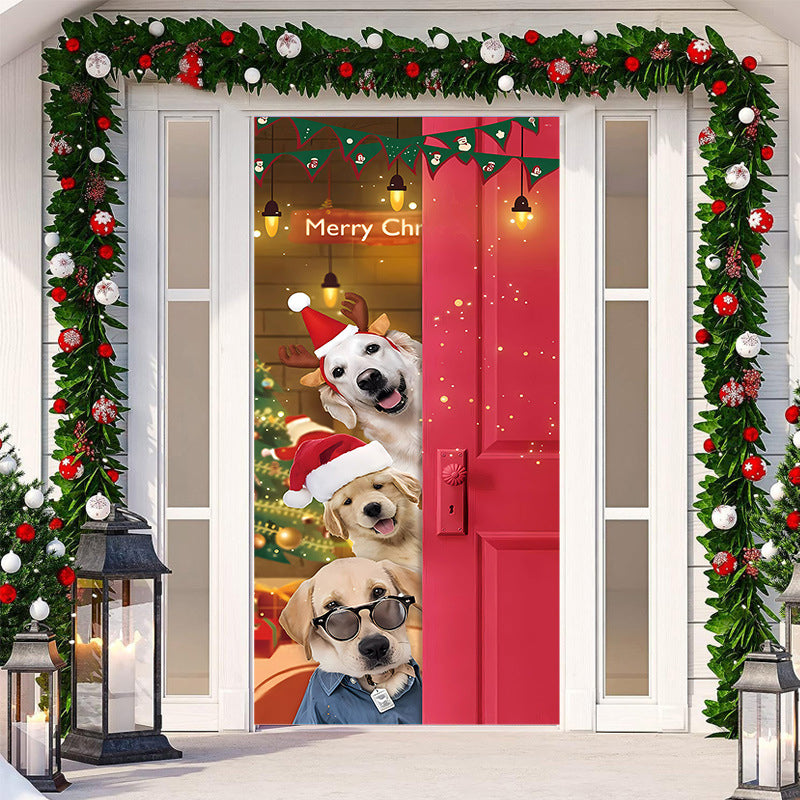 Decorazione della porta di Natale - Tessuto lavabile e riutilizzabile