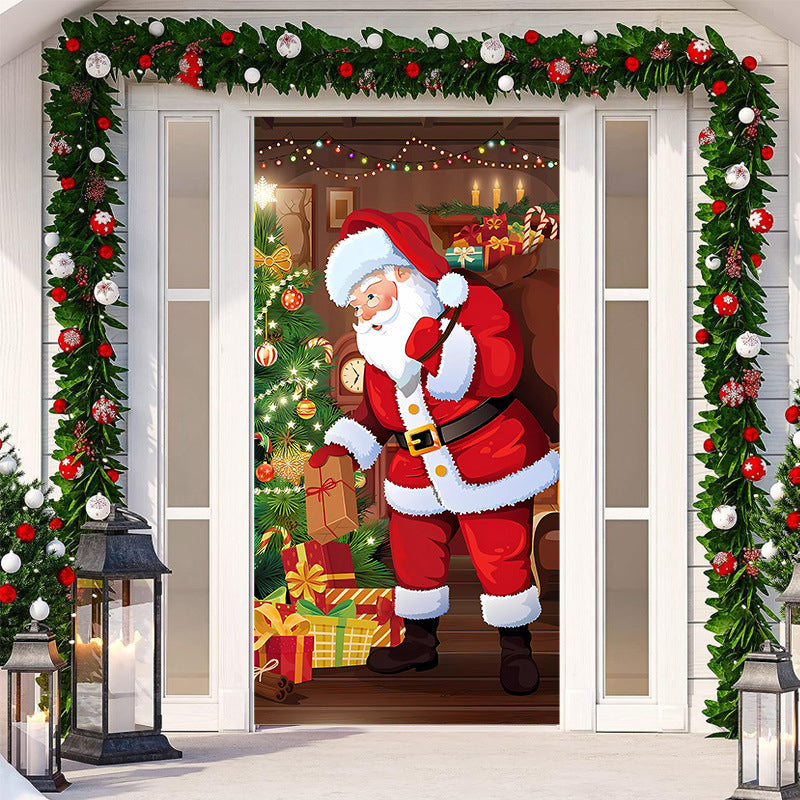 Decorazione della porta di Natale - Tessuto lavabile e riutilizzabile