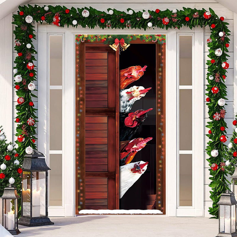 Decorazione della porta di Natale - Tessuto lavabile e riutilizzabile