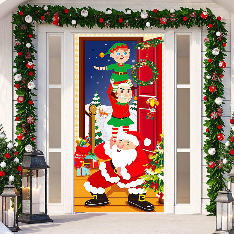 Decorazione della porta di Natale - Tessuto lavabile e riutilizzabile