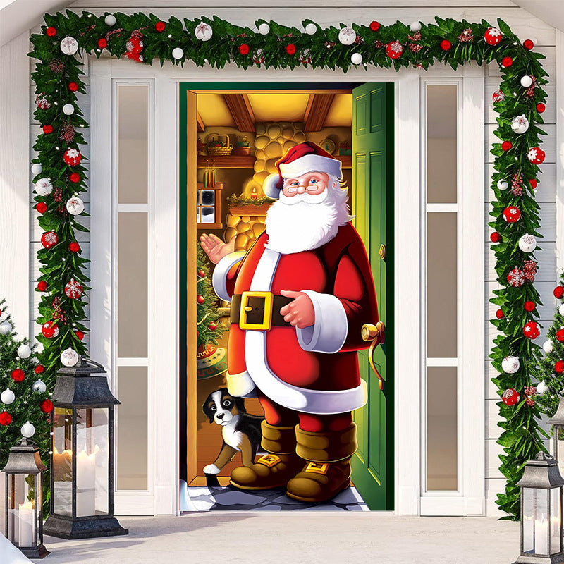 Decorazione della porta di Natale - Tessuto lavabile e riutilizzabile