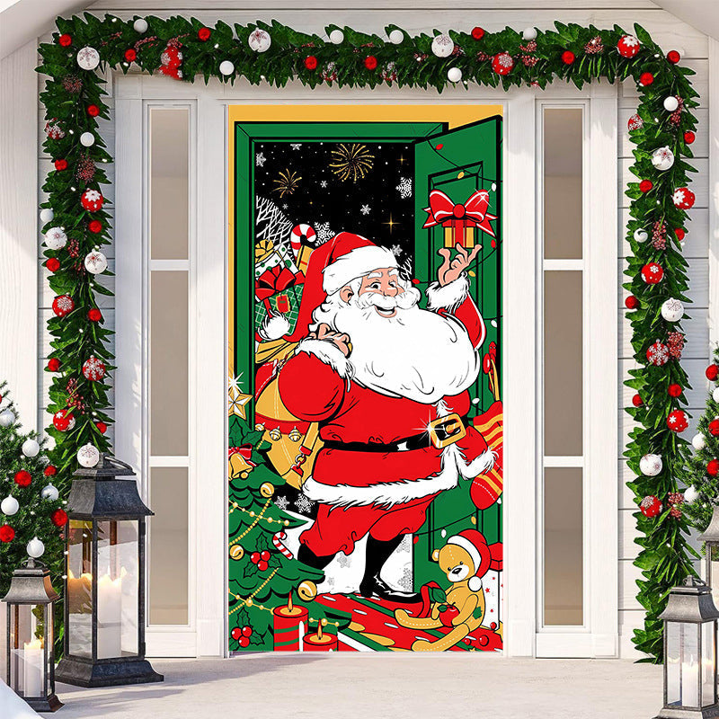 Decorazione della porta di Natale - Tessuto lavabile e riutilizzabile