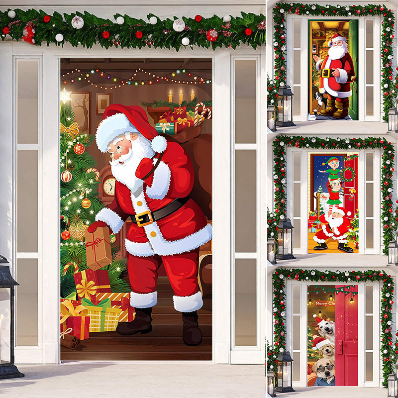 Decorazione della porta di Natale - Tessuto lavabile e riutilizzabile
