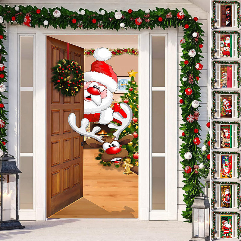 Decorazione della porta di Natale - Tessuto lavabile e riutilizzabile